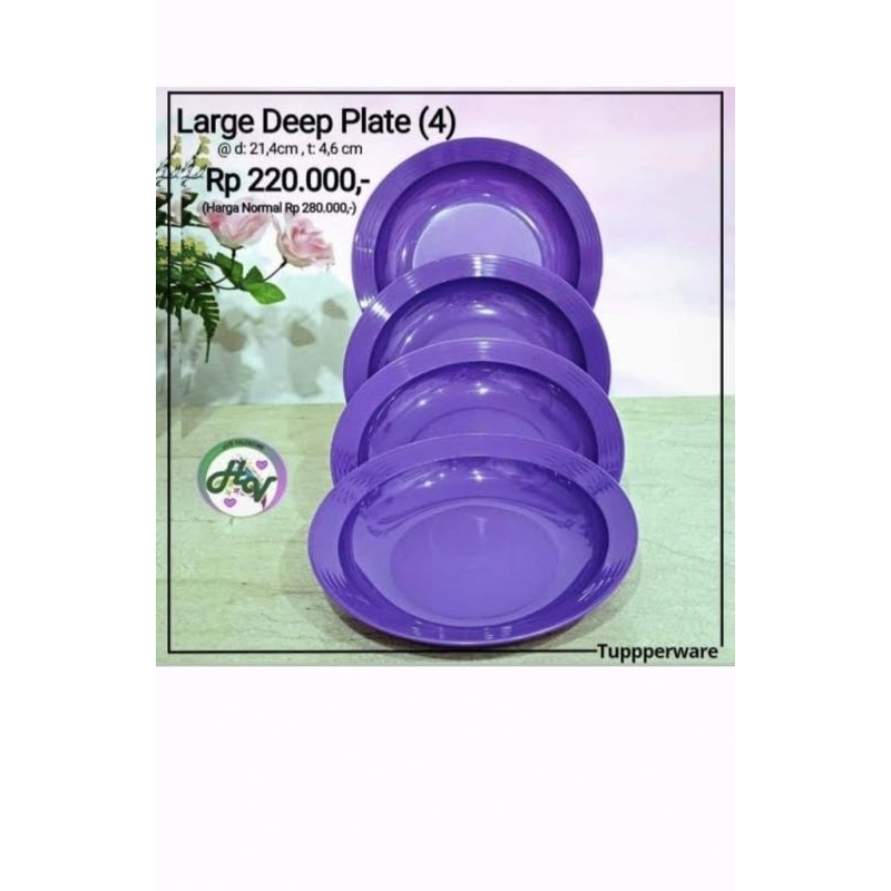 Jual Tupperware Ori Murah - Large Deep Plate ( Dapat 4 Pcs ) | Shopee ...