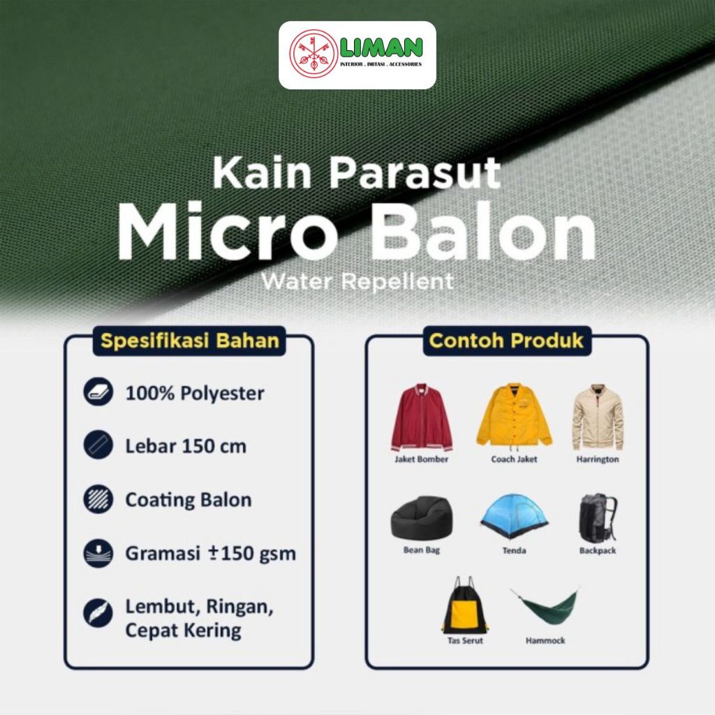 Jual Kain Micro Balon / Mikro balon Parasit Parasut Waterproof Jaket ...