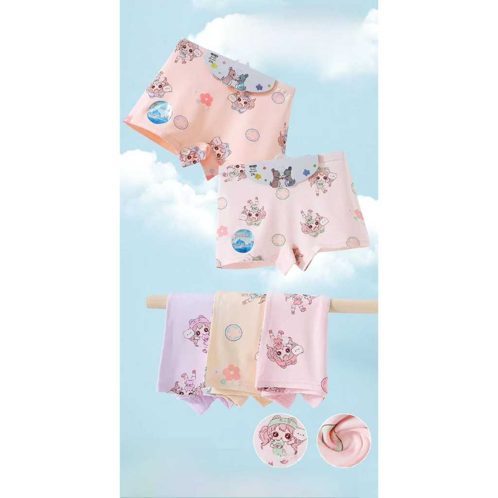 Jual Boxer Anak Perempuan Mix Motif lucu warna soft BelleWear Hiqh