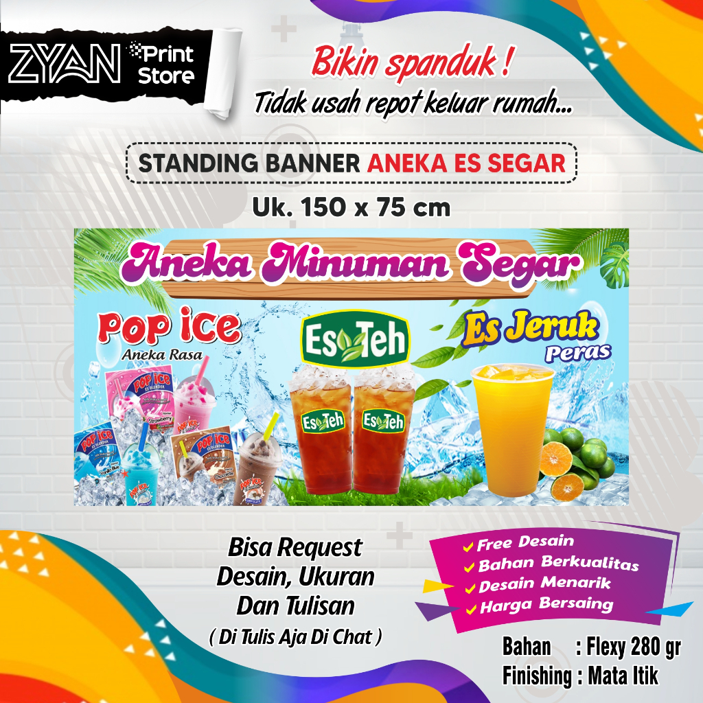 Jual SPANDUK BANNER ANEKA MINUMAN SEGAR ES | Shopee Indonesia