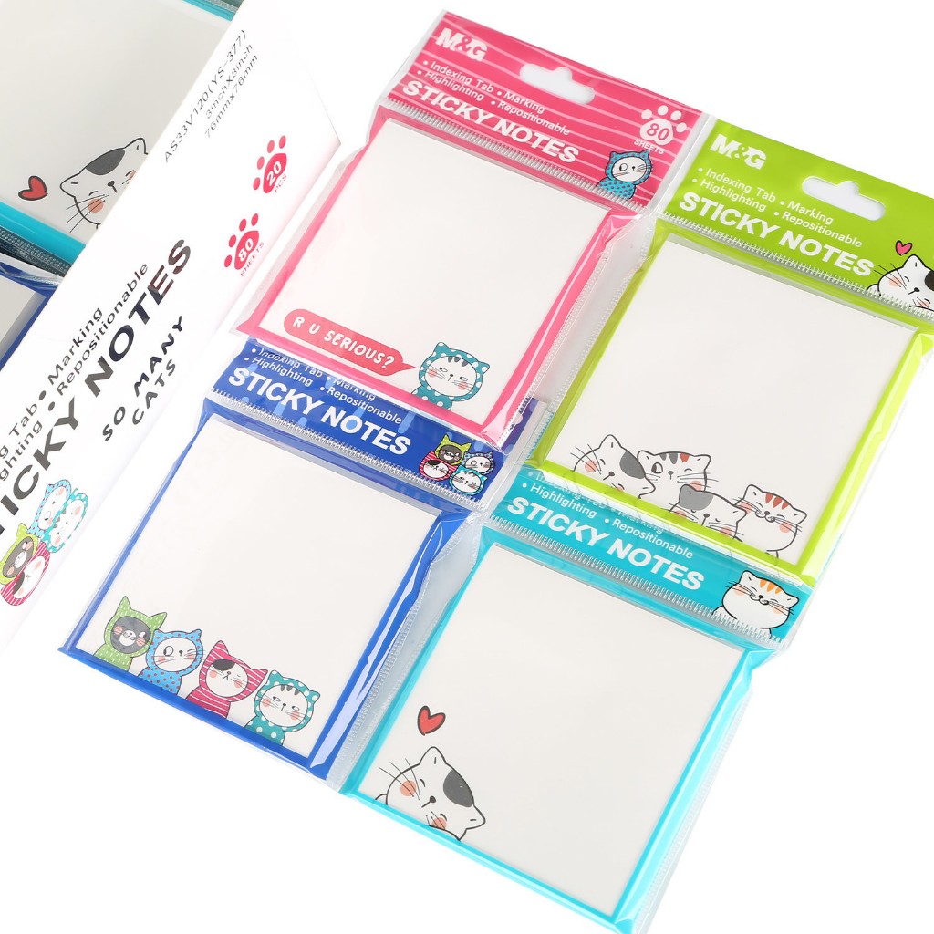 Jual White Color Sticky Notes whit cute printing 80sheets 76x76mm M&G ...