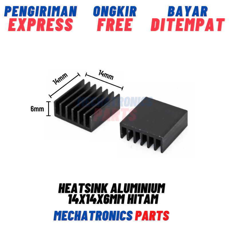 12 Pack Small Aluminum Heatsinks 14x14x6mm With Thermal Adhesive – For Cooling Chips, 3D Printer Motors, Electronics-321394