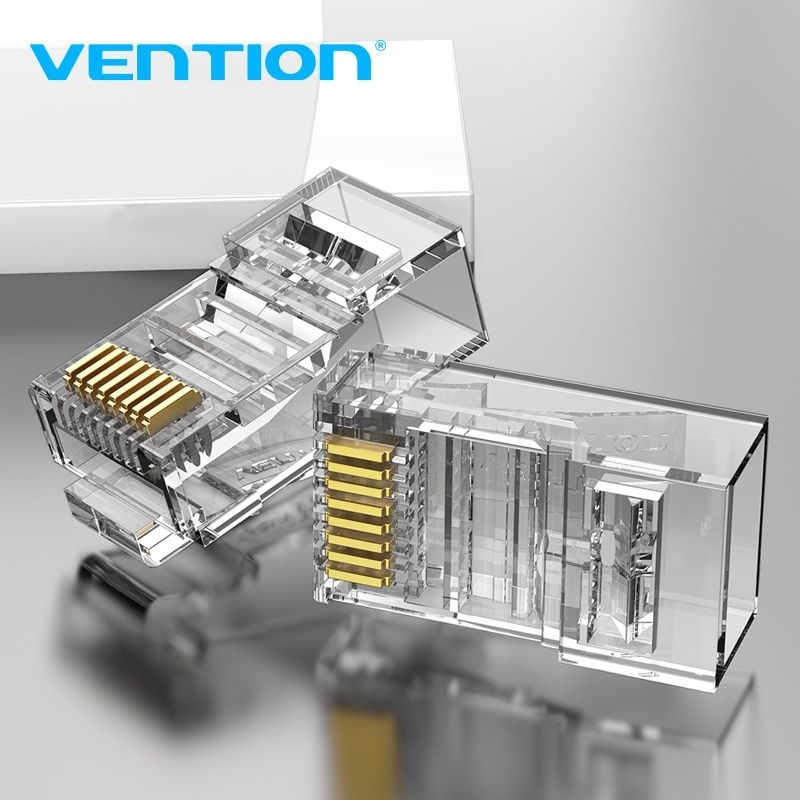 Jual VENTION CAT 5E RJ45 ISI 10 PCS & 50 PCS MODULAR PLUG TRANSPARAN ...