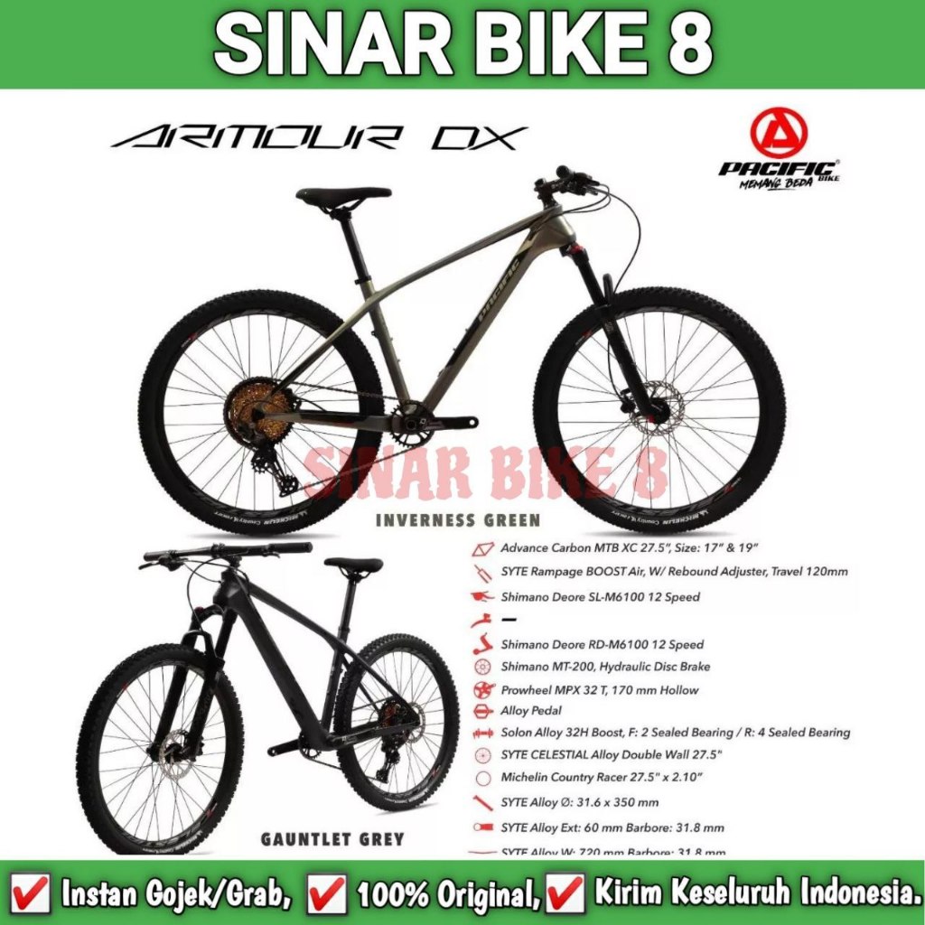 Sepeda Gunung MTB PACIFIC ARMOUR DX 27.5 Inch Carbon 12 Speed Hidrolik