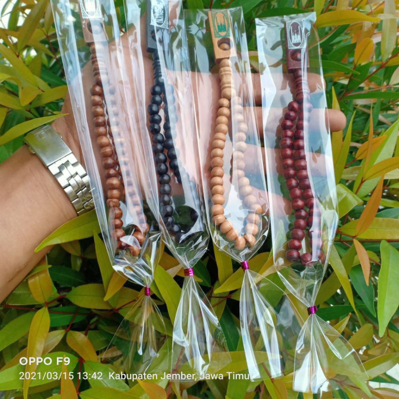 Jual Isi Souvenir Oleh Oleh Haji Umroh Tasbih Kayu Kemasan Plastik