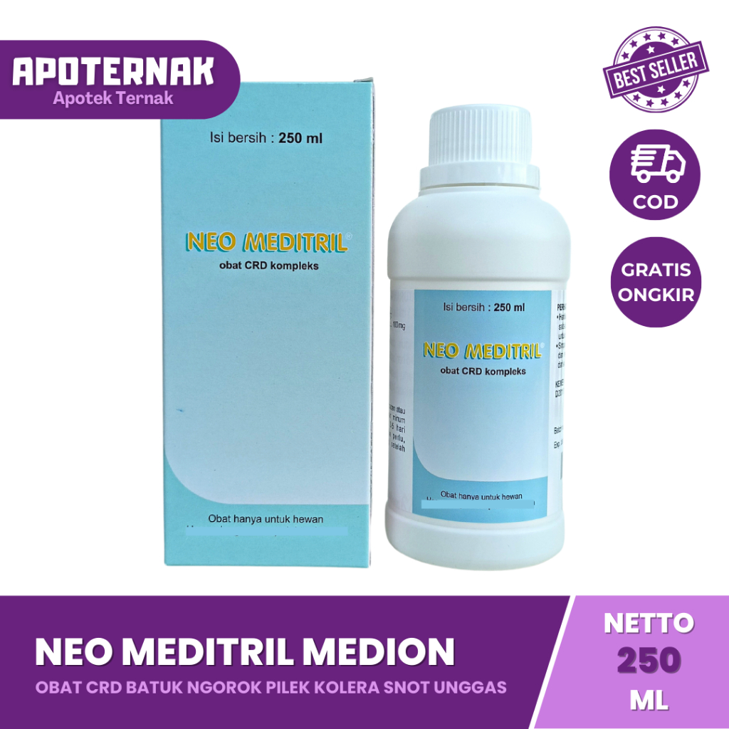Jual NEO MEDITRIL 250 ml - Obat CRD Flu Korisa Snot Ayam Burung ...