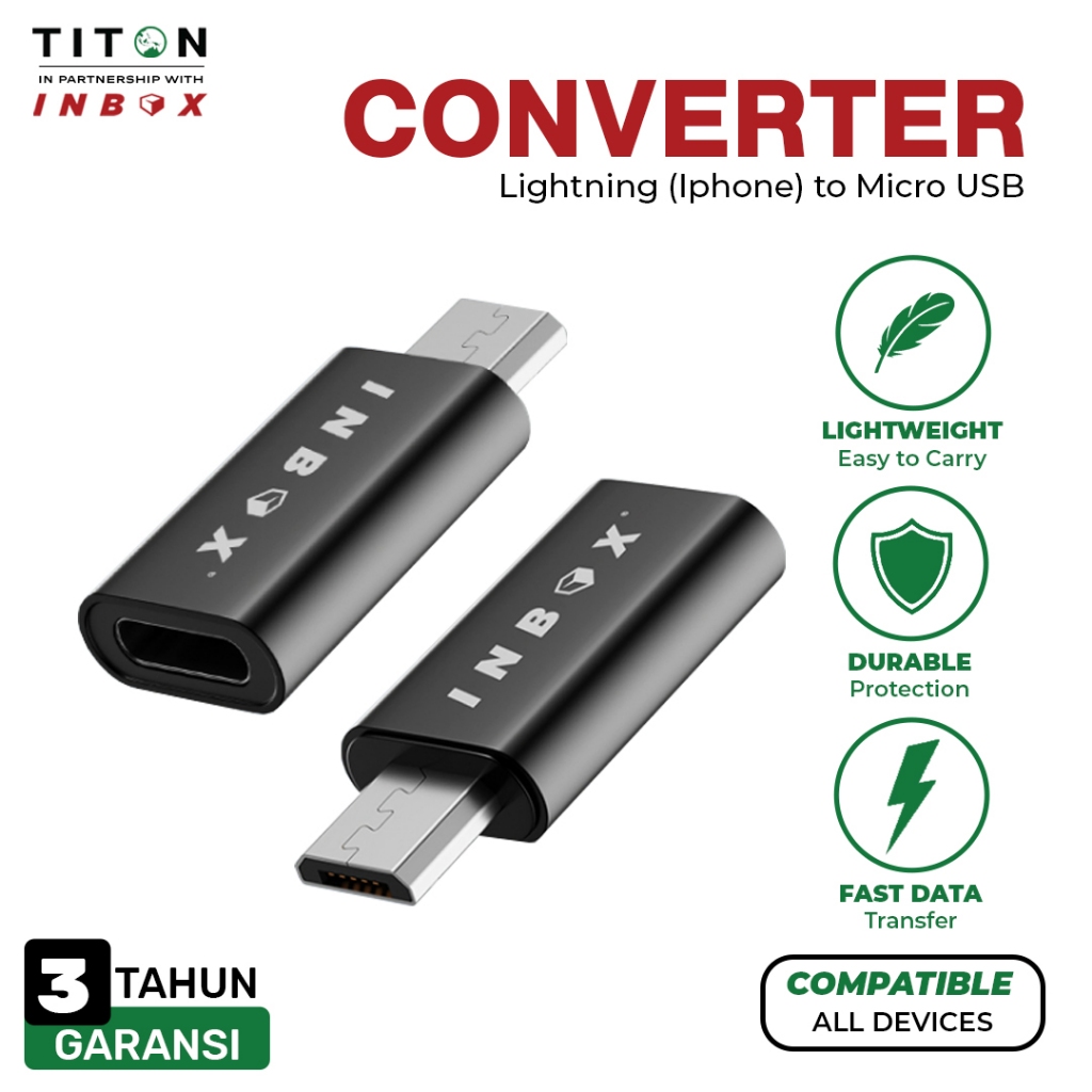 Jual INBOX Converter Lightning To Micro USB Adapter iPhone OTG Connector Adaptor Premium