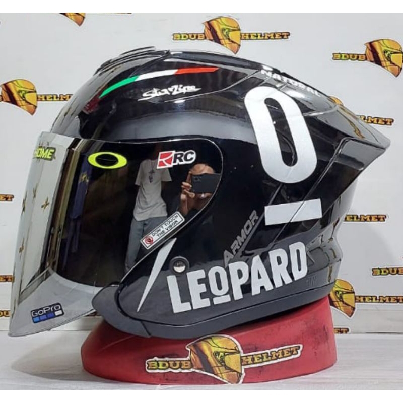 Jual HELM JS ARMOR SOLID GREY GOLSSY STIKER LEOPARD ORIGINAL SNI