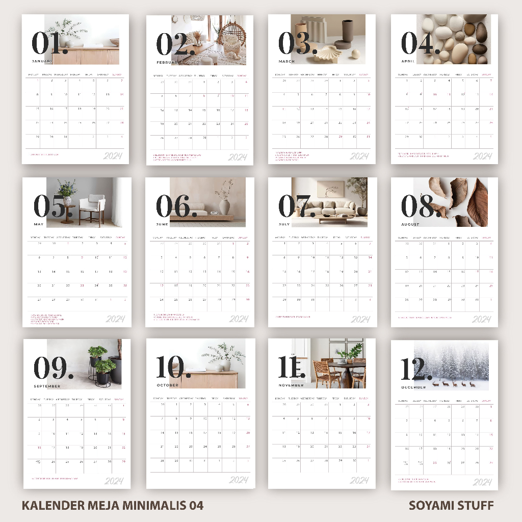 Jual Kalender Meja Minimalis 04 2024 2025 Aesthetic Premium Quality ...