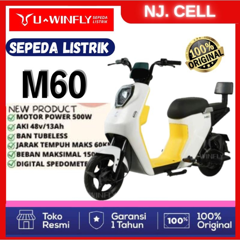 Jual SEPEDA LISTRIK UWINFLY TERBARU M60 48V12ah 500 watt, BARU GRESS