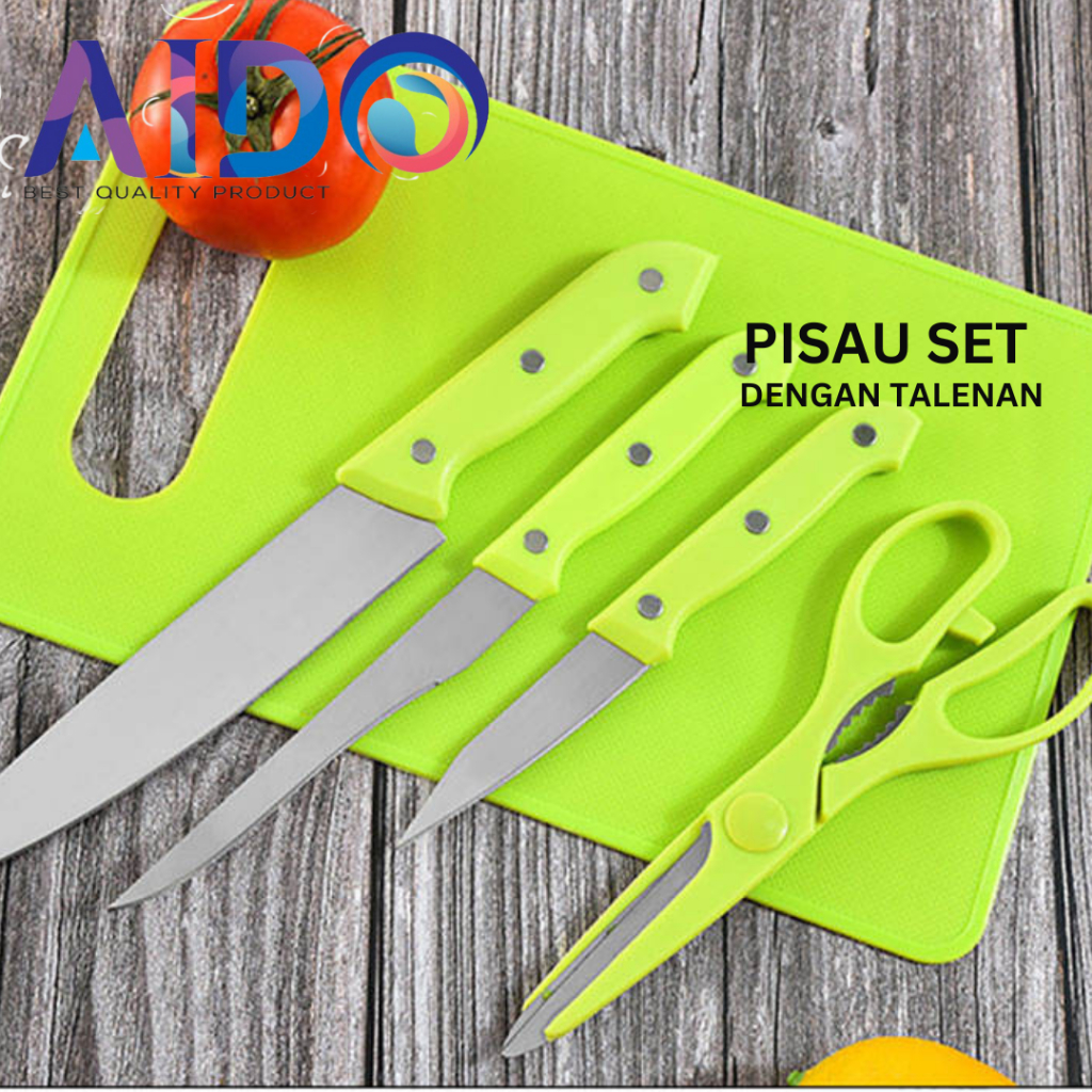 Jual Pisau Dapur Set With Gunting Dapur Dan Talenan Pcs Merk Shopee Indonesia