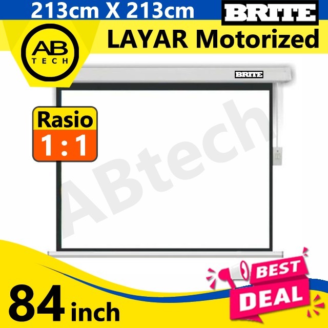 Jual Screen Projector Brite Motorized 84