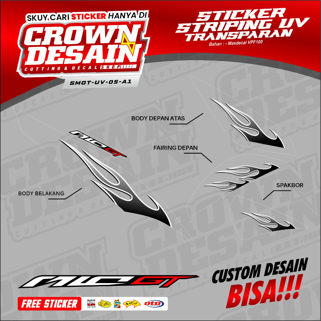 Jual Striping Mio GT Motif Api Transparan Viral - Stiker Semifull Mio ...