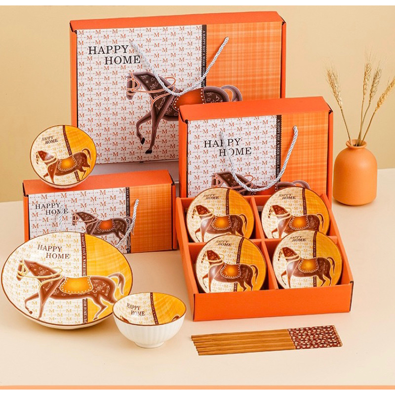 Jual HAMPERS imlek piring keramik set / Japanese style bowl and plate