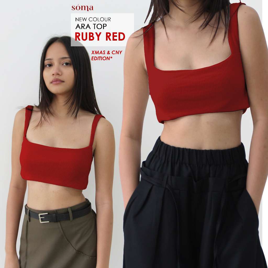 Jual ARA TOP - Ribbed Knit Square Tank Tanktop Summer Kotak Atasan Crop ...