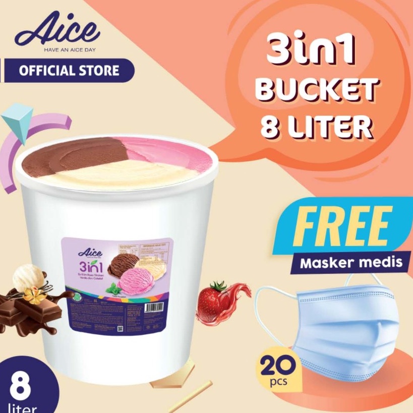 Jual Kode Aice In Bucket Ice Cream Es Krim Ember L Eskrim Get Masker Medis Shopee Indonesia