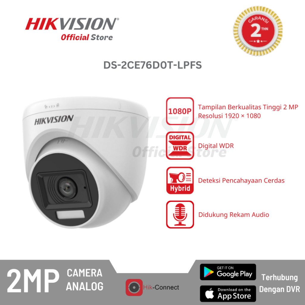 Jual Hikvision Ds 2ce76d0t Lpfs Camera Analog Cctv 2mp Smart Hybrid