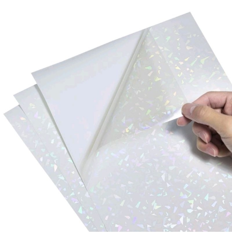 Jual Bahan Stiker A4 Gold/ Transparant Hologram 80 micron Inkjet