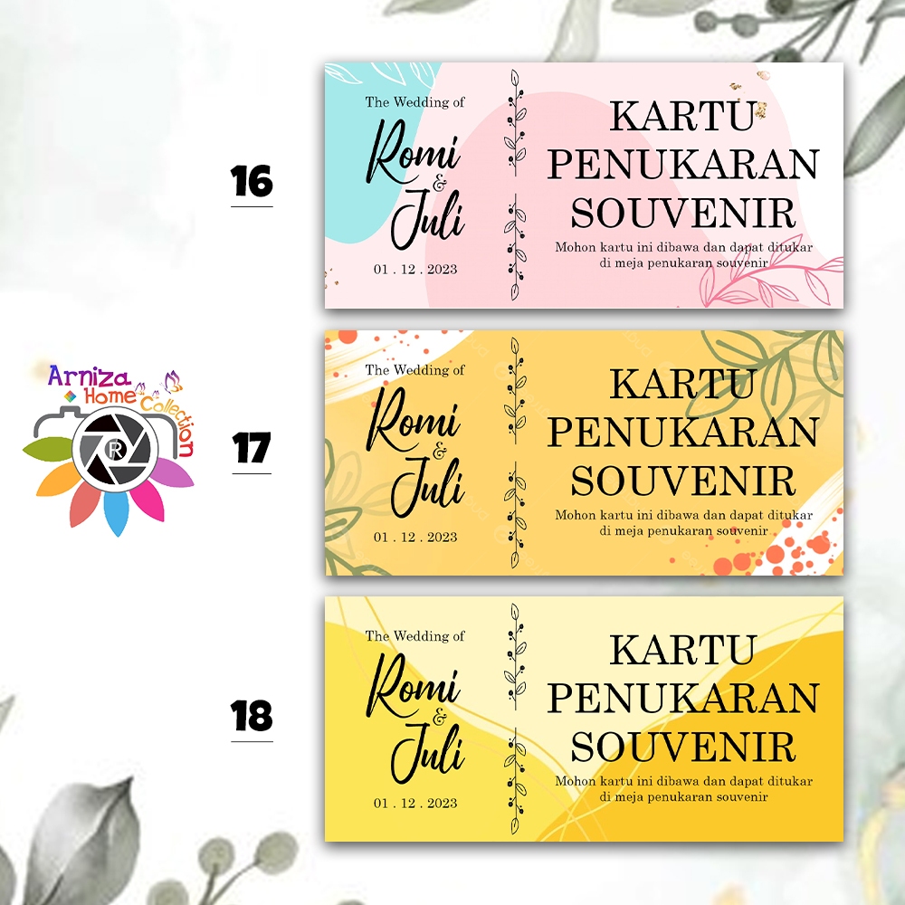 Jual KARTU PENUKARAN SOUVENIR KUPON SOUVENIR PERNIKAHAN WEDDING