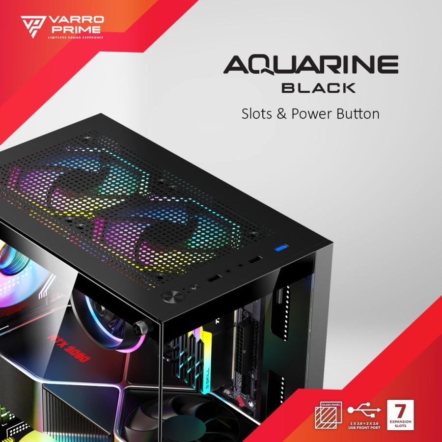 Jual Casing Varro Prime Aquarine Black ATX PC/Komputer | Shopee Indonesia