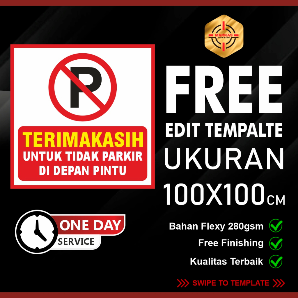 Jual Banner Dilarang Parkir Ukuran 1x1 Free Edit Template | Shopee ...