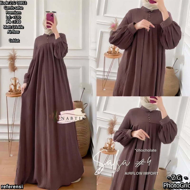 Jual Gamis Salsa Crinkle Premium Size Jumbo Ld Gamis Crinkle Polos Busui Shopee Indonesia