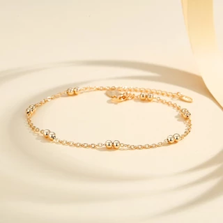 Lanme Jewelry Gelang Kaki Titanium Anti Karat Manik Manik Gelang Kaki Wanita Korea Titanium Lapis Emas Fashion LM327