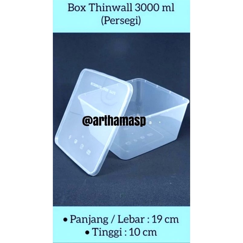 Jual Kotak Makan Thinwall Square 3000 Ml Food Container 3000ml