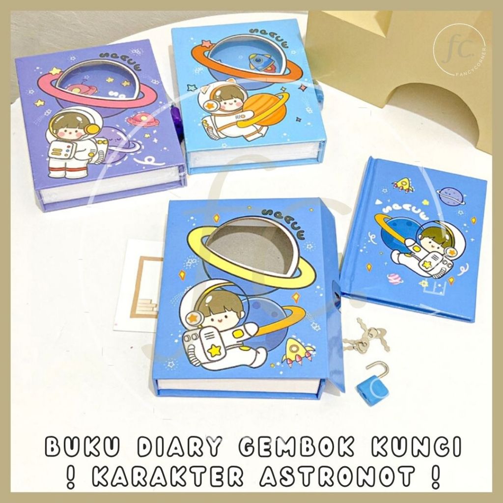 Jual Buku Diary Jurnal Gembok Privasi Surat Mini Kertas Motif Planet Astronot Spaceship Rocket 5191