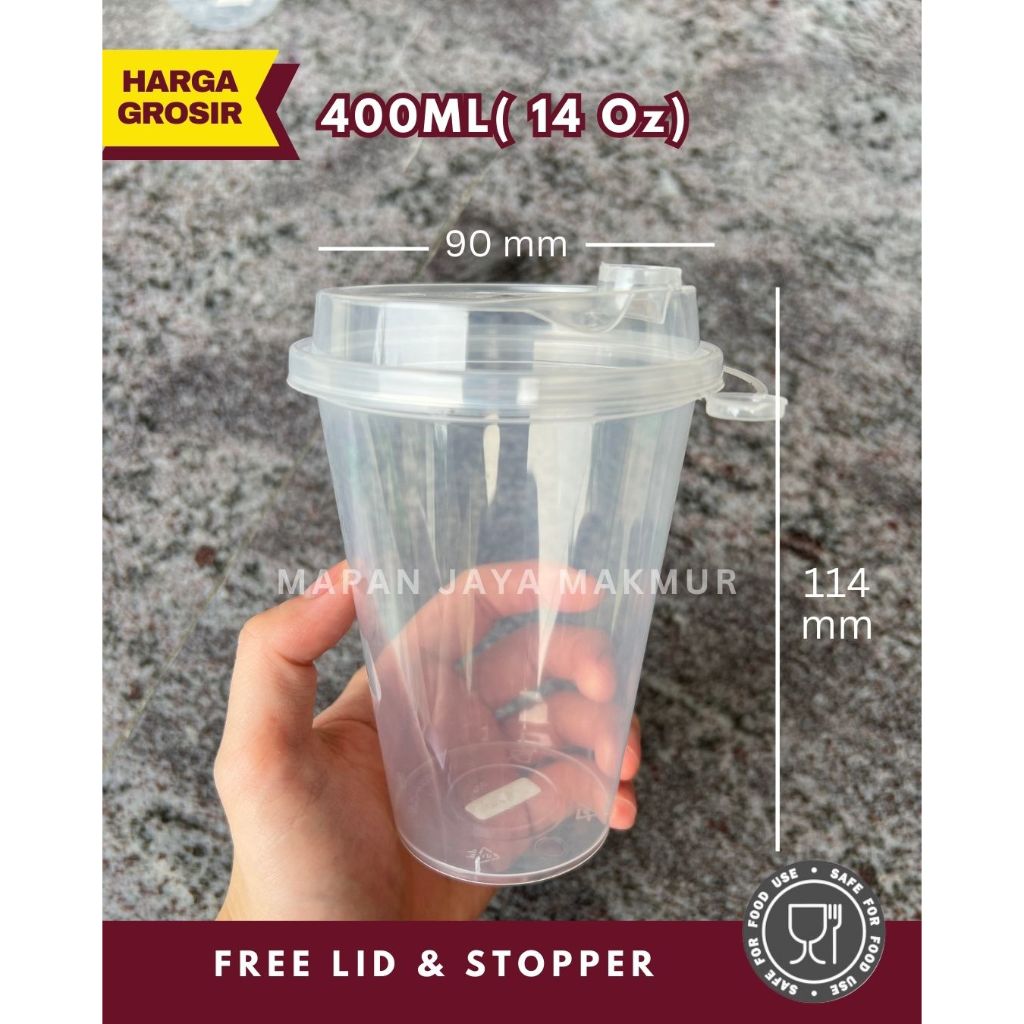 Jual Gelas Cup Thinwall Pp Injection 400ml 14oz Ecer Grosir Plastik Free Connected Cap Lid 9713
