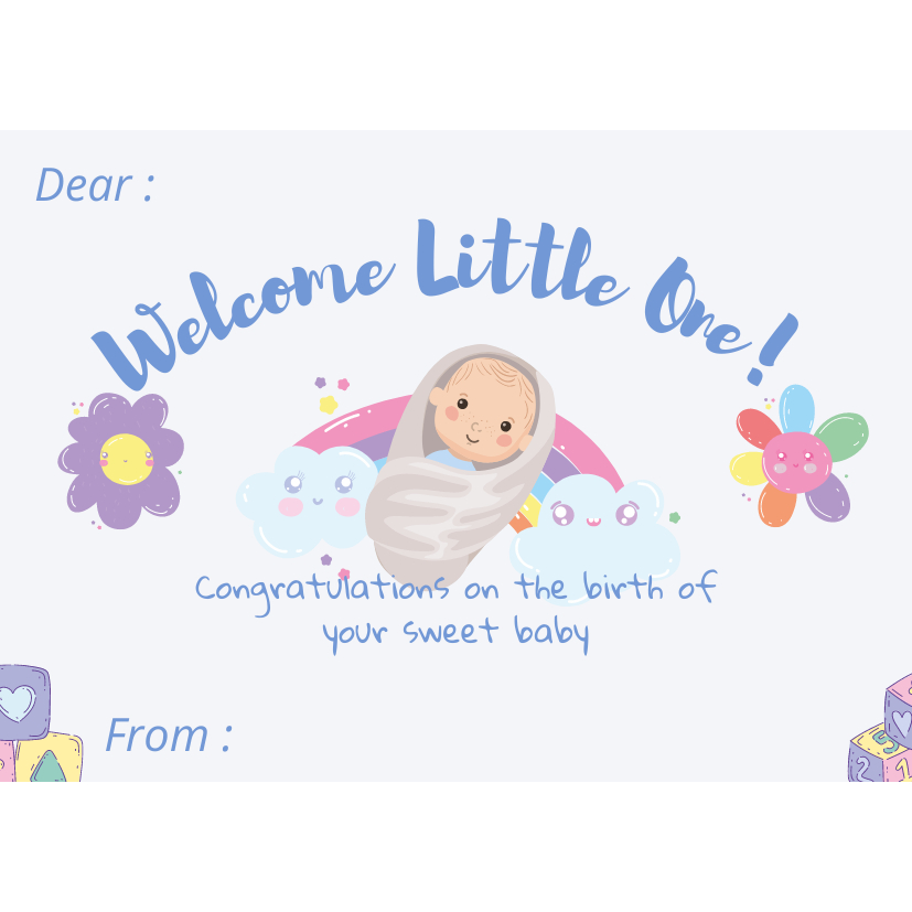Jual (ISI 5 KARTU) KARTU UCAPAN WELCOME TO THE WORLD BABY/ GREETING ...