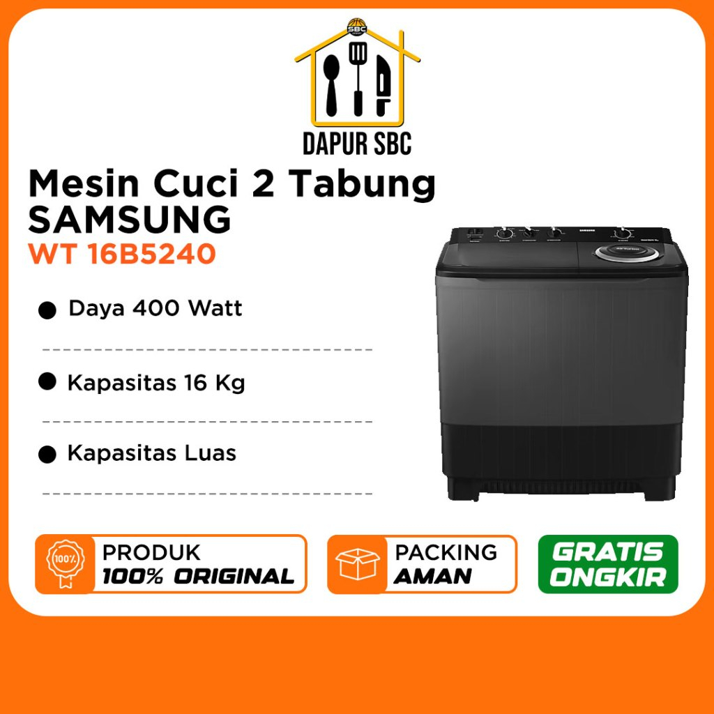 Jual Mesin Cuci Samsung 2 Tabung WT16B5240 Kapasitas 16kg | Shopee ...