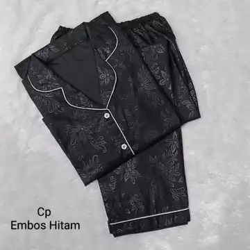 BJ PIYAMA CP SATIN EMBOS WANITA Baju Tidur Wanita Dewasa Lengan Pendek
