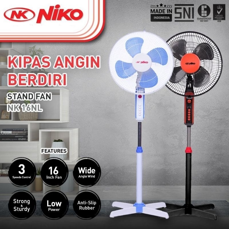 Jual Niko Kipas Angin Berdiri 16 Stand Fan 16 Inch Nk 16nl Kaki Silang