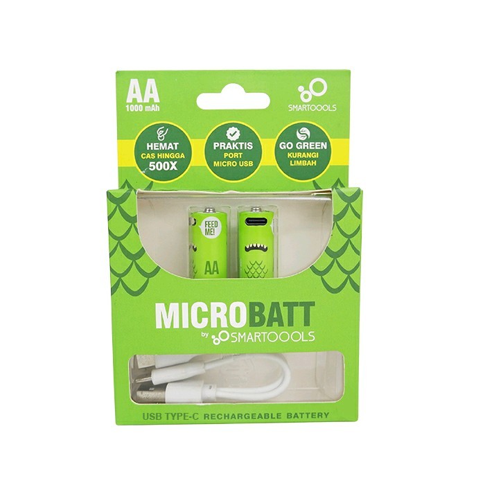 Jual SMARTOOOLS MICROBATT BATTERY MICRO USB RECHARGEABLE AA GREEN / ST ...