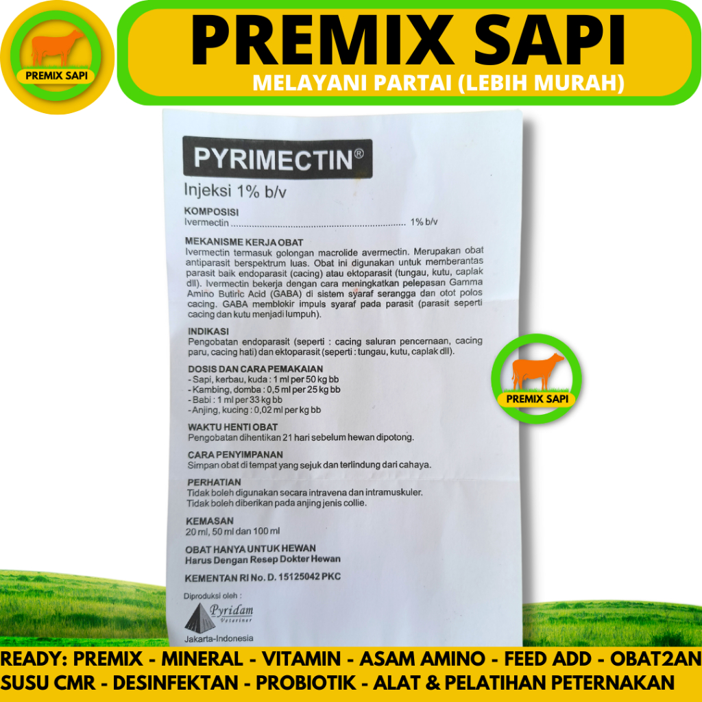 Jual PYRIMECTIN INJEKSI 50ML Obat Cacing Gudig Scabies Kutu Caplak ...