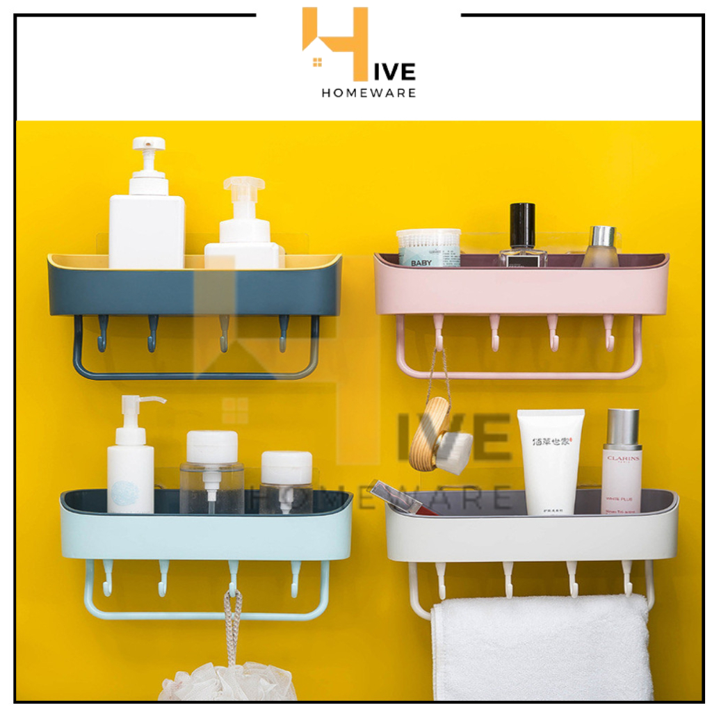 Jual HIVE Rak Kamar Mandi Tanpa Bor Mutlifungsi Tempat Shampoo Sabun ...