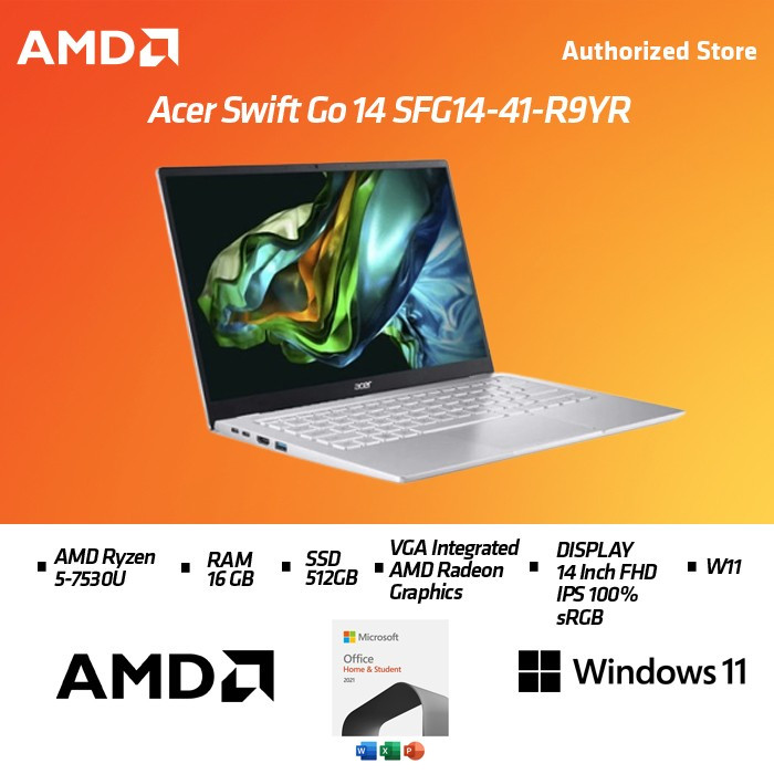 Jual Acer Swift Go 14 SFG14-41-R9YR Ryzen 5-7530U 16G 512GB 14