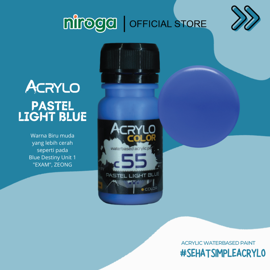 Jual ACRYLO Color C55 Pastel Light Blue - hand brush airbrush cat ...