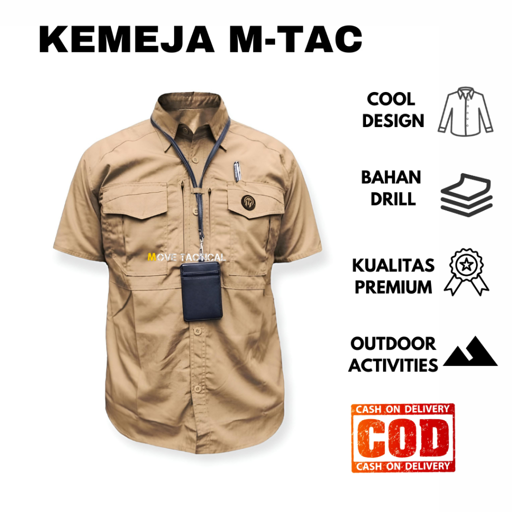 Jual Kemeja Tactical M Tac Lengan Pendek Bahan American Drill Kemeja