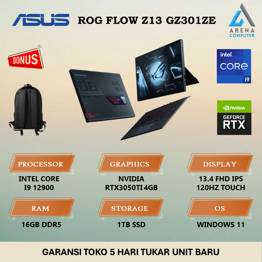 Jual Asus Rog Flow Z Gz Ze Touch Intel I Rtx Ti Gb Tb