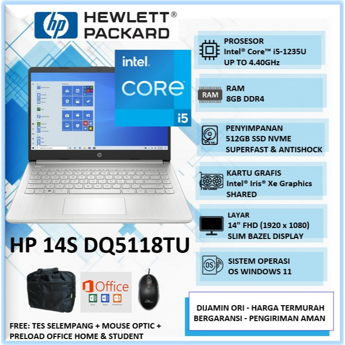 Jual Laptop Baru HP 14s Intel i5 Gen 12 16GB 512GB SSD 14