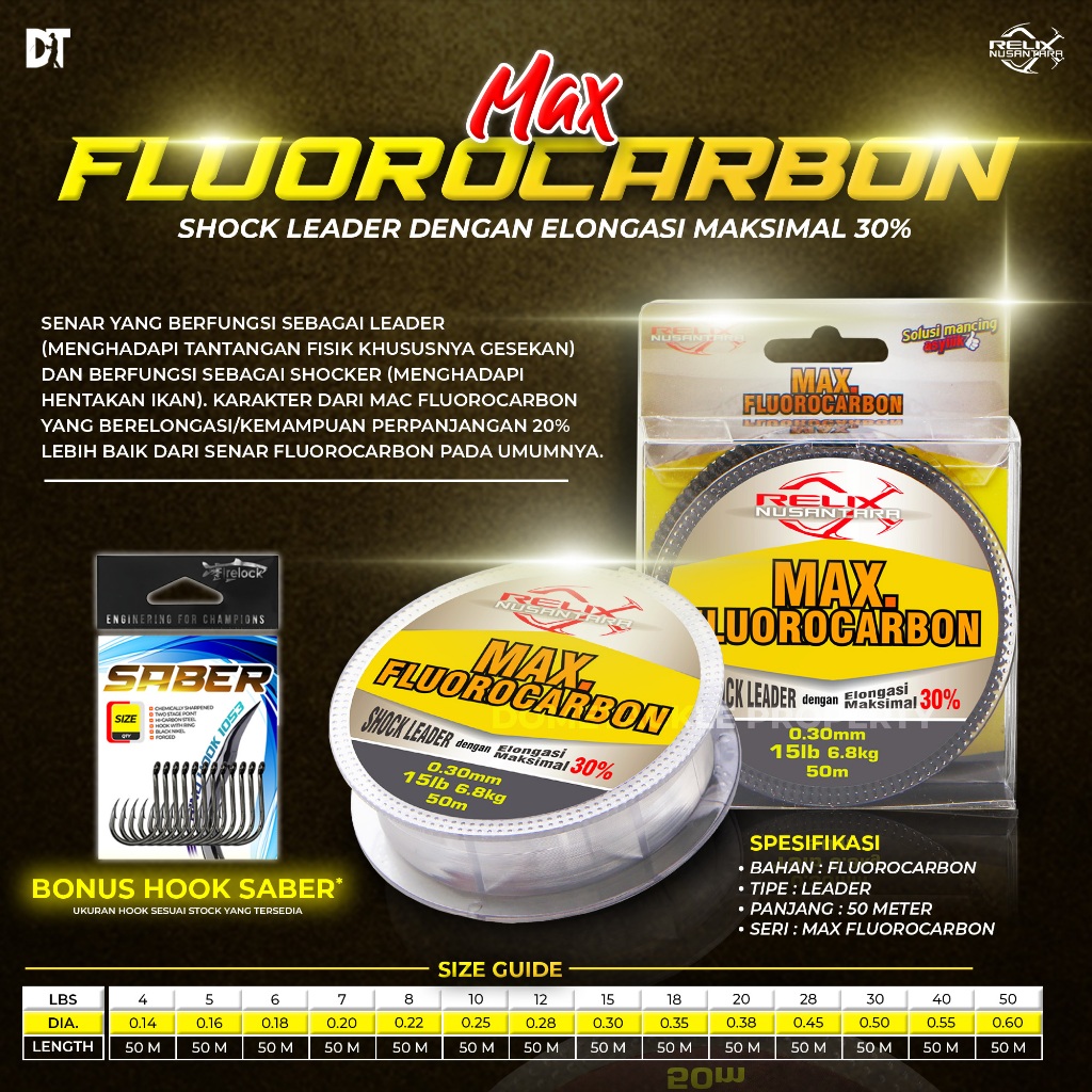 Jual RELIX NUSANTARA MAX FLUOROCARBON SENAR LEADER PANCING 50 M 4 5 6 7 ...
