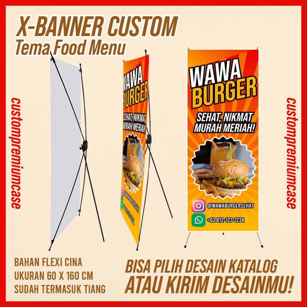 Jual X Banner Custom Bahan Flexi Cina Custom Tema Food Menu Menu