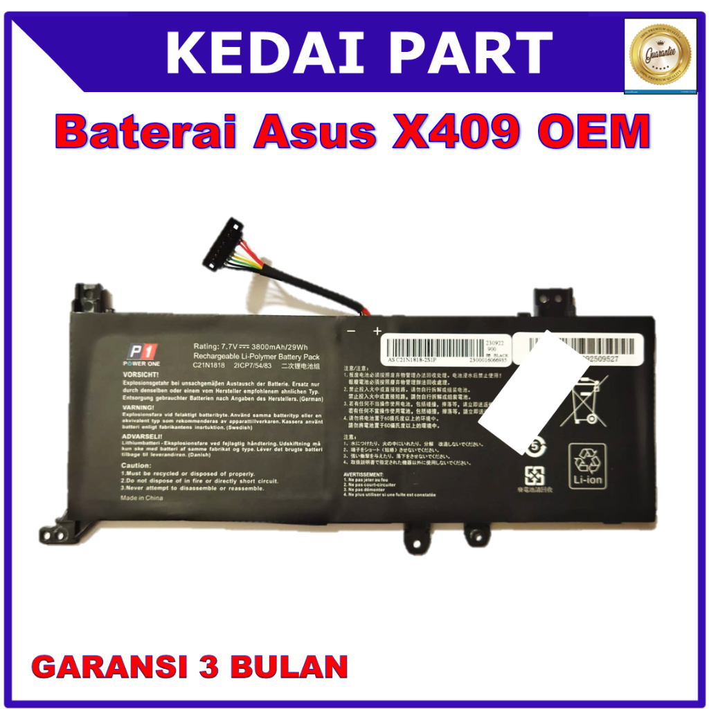 Batterie Ordinateur Portable B21N1818 Pour Asus VivoBook 14/15 (A409, D409, F409, X409, A509, D509, Etc.) - Li-ion 7.7V 37Wh - Avec Tournevis