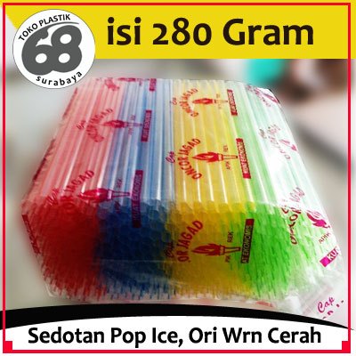 Sedotan Pop Ice Ori Warna Cerah Berat 280 Gram