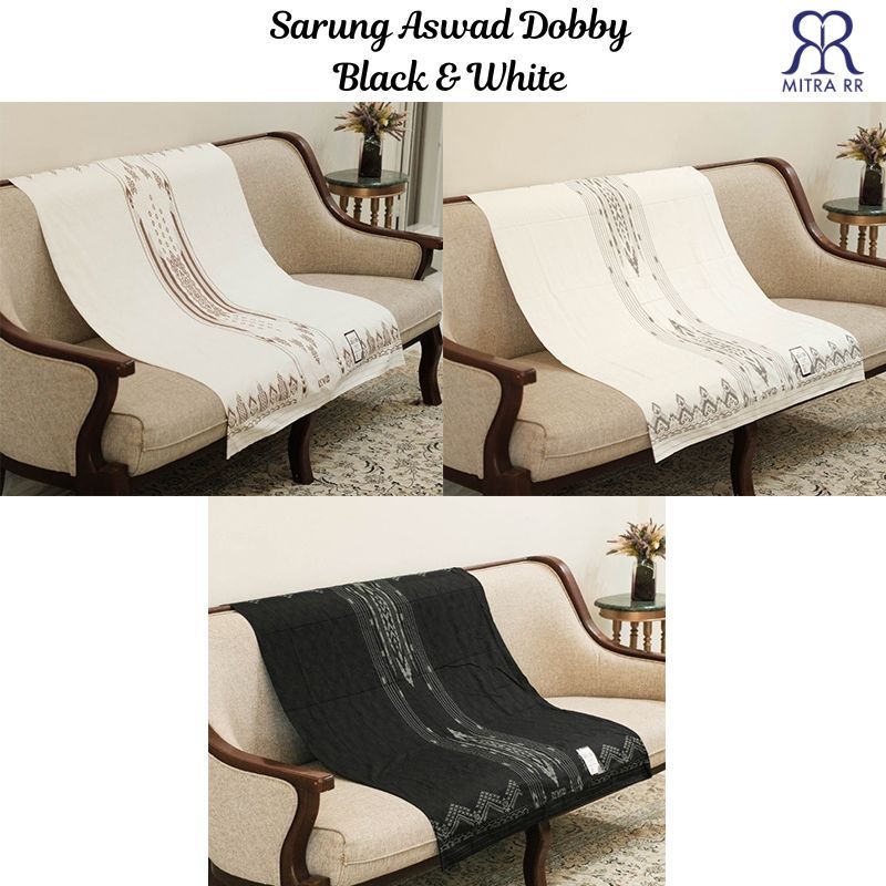 Jual Sarung Aswad Dobby Black & White Premium | Sarung Tenun Dewasa ...