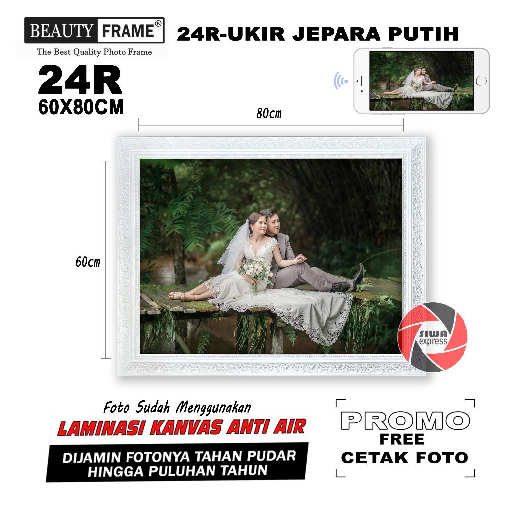Jual BEAUTY FRAME 24R 60X80 BINGKAI GRATIS CETAK FOTO LAMINASI KANVAS
