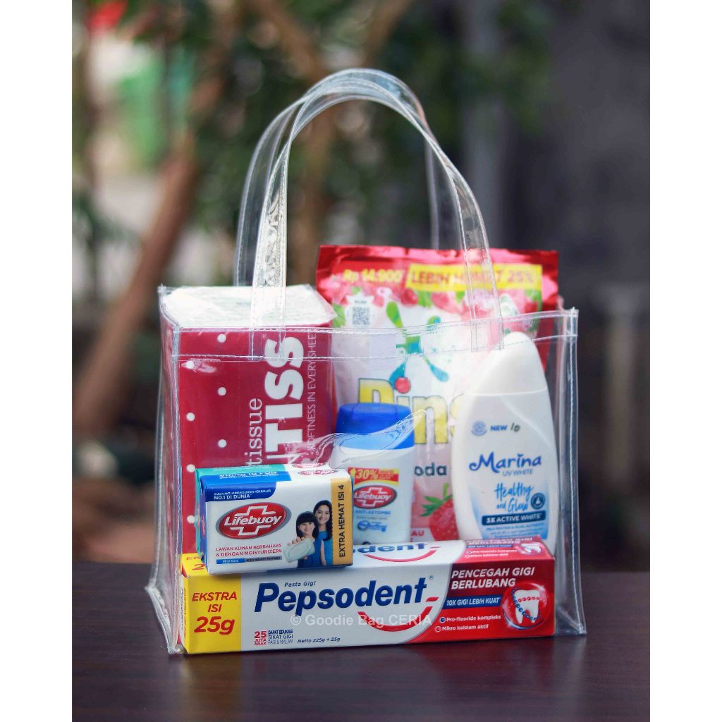 Jual Tas Mika Tebal P25xL13xT20 Goodie Bag Hampers Transparan Shopee