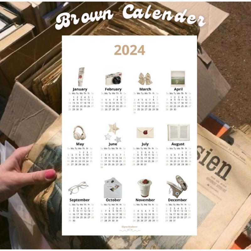 Jual Kalender Aestetic 2024 || Kalender Tembok Aestetic || Wall Decor ...